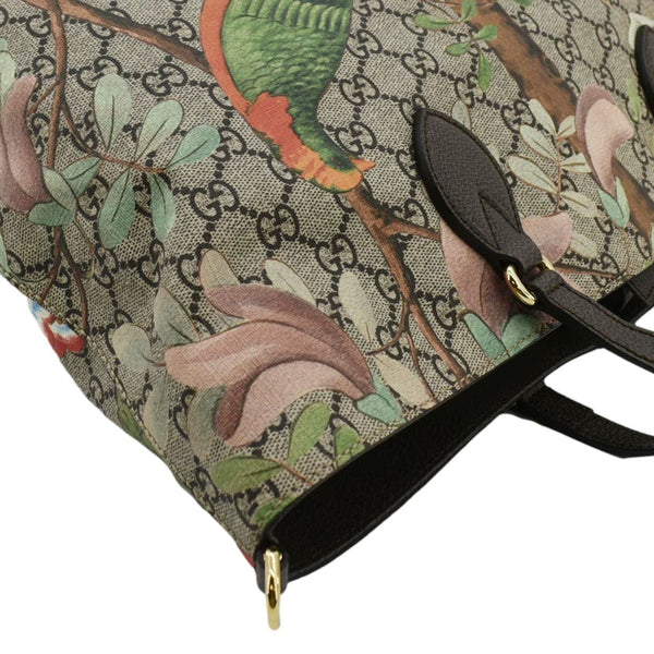 GUCCI Tian Print GG Supreme Canvas Tote Shoulder Bag Beige 453705