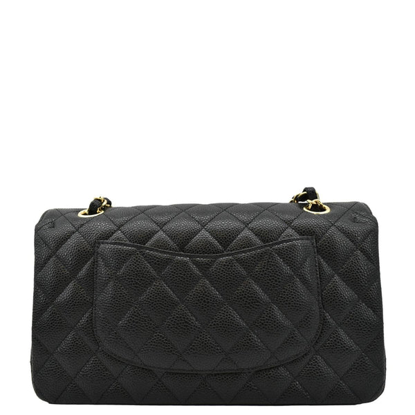 CHANEL Classic Medium Flap Quilted Caviar Leather Shoulder Bag Black