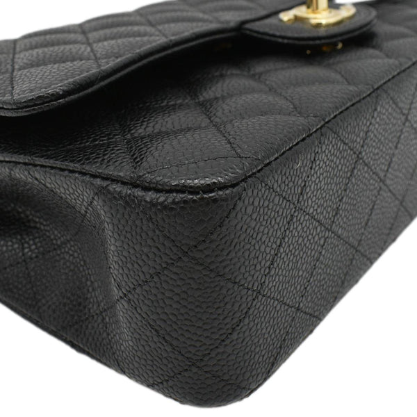 CHANEL Classic Medium Flap Quilted Caviar Leather Shoulder Bag Black