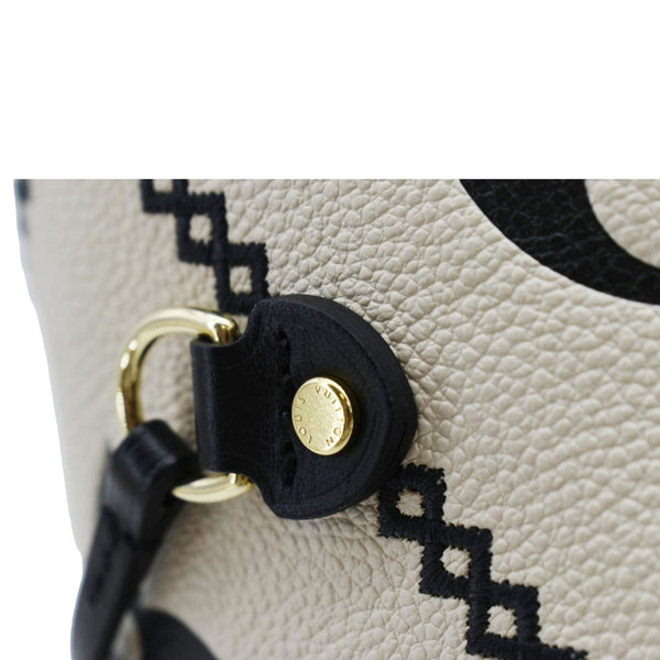 LOUIS VUITTON Broderies Neverfull MM Giant Empreinte Monogram Tote Bag Cream