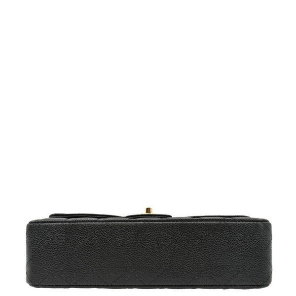 CHANEL Classic Medium Flap Quilted Caviar Leather Shoulder Bag Black