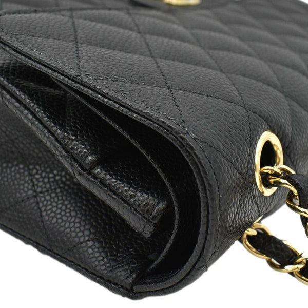 CHANEL Classic Medium Flap Quilted Caviar Leather Shoulder Bag Black