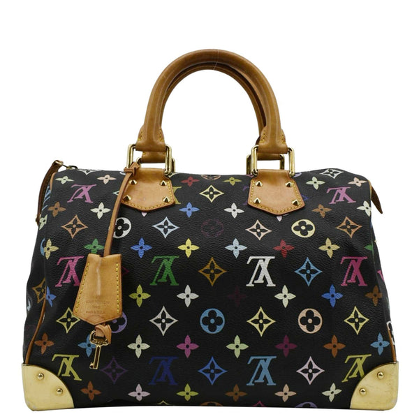 LOUIS VUITTON Speedy 30 Monogram Multicolor Satchel Bag Black