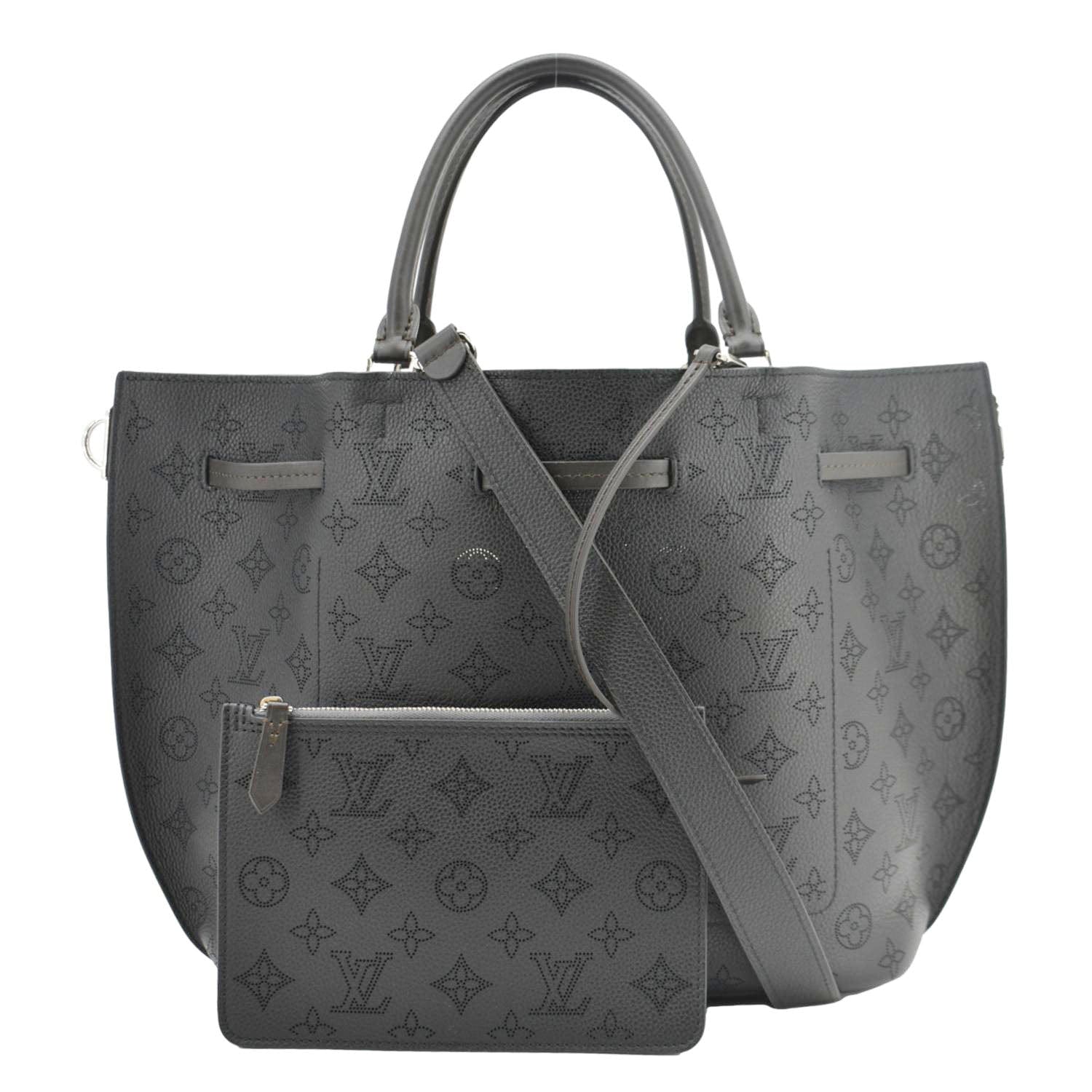 LOUIS VUITTON Girolata Monogram Mahina Leather Shoulder Bag Black