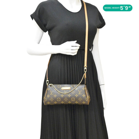 LOUIS VUITTON Pochette Eva Monogram Canvas Crossbody Bag Brown