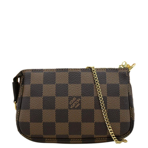 LOUIS VUITTON Mini Pochette Damier Ebene Accessoires Pouch Brown