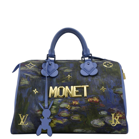 LOUIS VUITTON Masters Monet Speedy 30 Coated Canvas Satchel Bag Blue