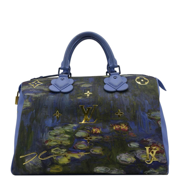 LOUIS VUITTON Masters Monet Speedy 30 Coated Canvas Satchel Bag Blue