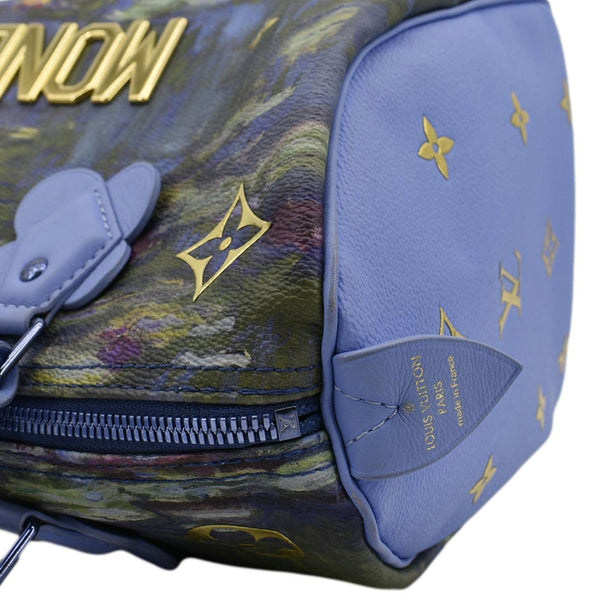 LOUIS VUITTON Masters Monet Speedy 30 Coated Canvas Satchel Bag Blue