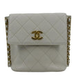 CHANEL Chain Flap Quilted Leather Hobo Shoulder Bag Ivory