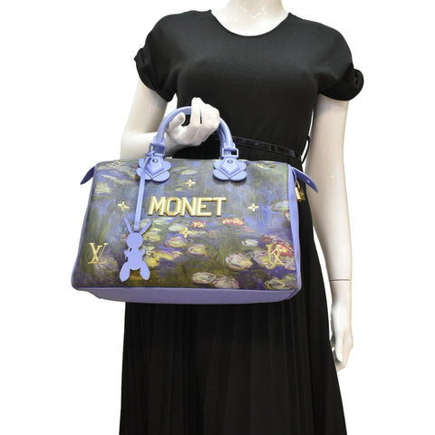 LOUIS VUITTON Masters Monet Speedy 30 Coated Canvas Satchel Bag Blue