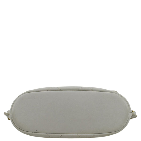 CHANEL Chain Flap Quilted Leather Hobo Shoulder Bag Ivory