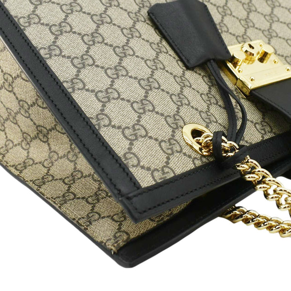 GUCCI Padlock Medium GG Supreme Canvas Shoulder Bag Beige 479197