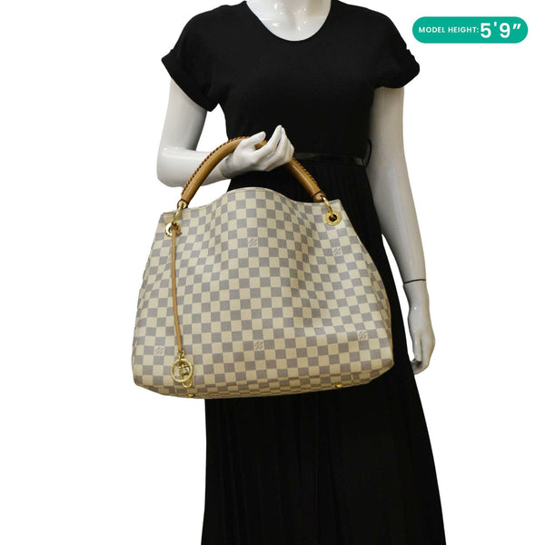 LOUIS VUITTON Artsy MM Damier Azur Hobo Bag White