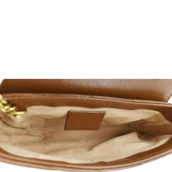 GUCCI GG Marmont Super Mini Matelasse Leather Shoulder Bag Brown 476433