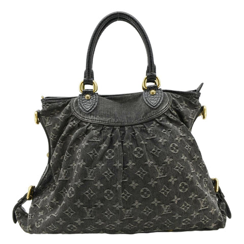 LOUIS VUITTON Neo Cabby MM Monogram Denim Hobo Bag Black