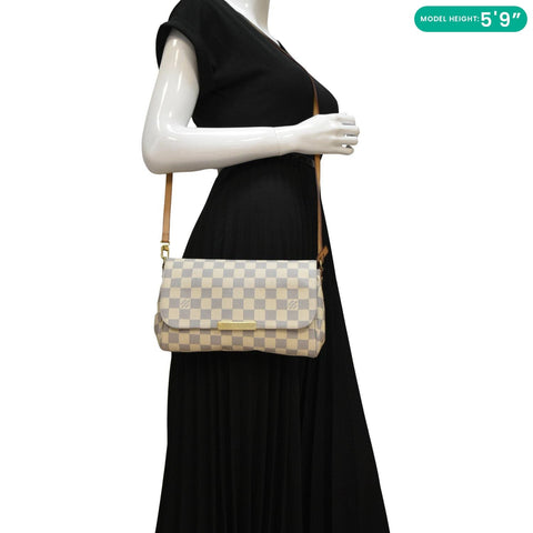 LOUIS VUITTON Favorite MM Damier Azur Crossbody Bag White