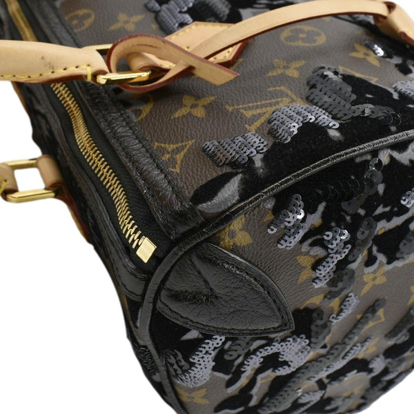 LOUIS VUITTON Speedy 30 Fleur De Jais Monogram Sequins Satchel Bag Black