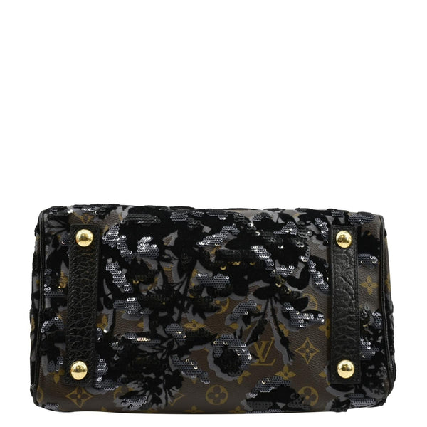 LOUIS VUITTON Speedy 30 Fleur De Jais Monogram Sequins Satchel Bag Black