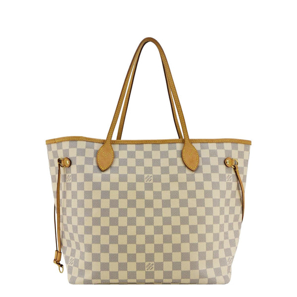 LOUIS VUITTON Neverfull MM Damier Azur Shoulder Bag White