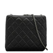 CHANEL CC Kisslock Box Lambskin Leather Chain Shoulder Bag Black