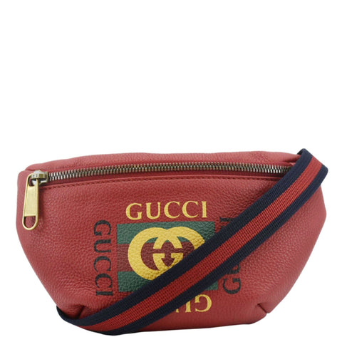 GUCCI Print Small Leather Belt Bag Red 527792
