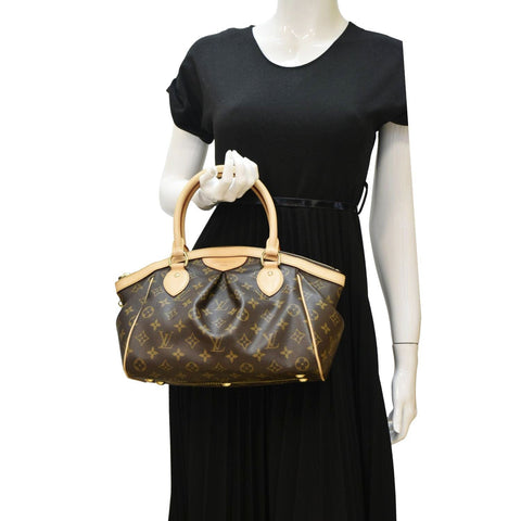 LOUIS VUITTON Tivoli PM Monogram Canvas Satchel Bag Brown