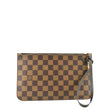 LOUIS VUITTON Neverfull Damier Ebene Pochette Wristlet Pouch Brown