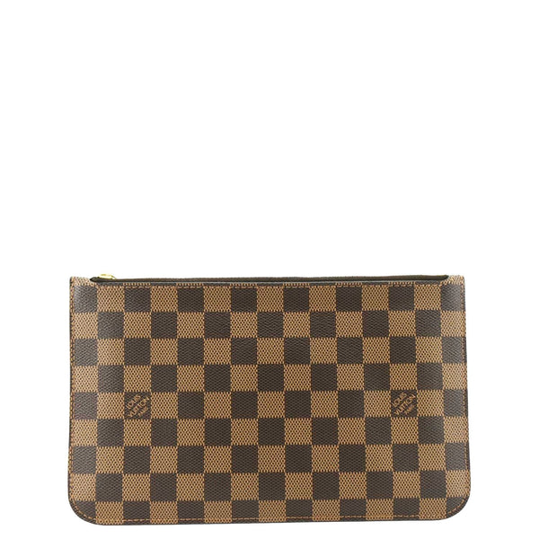 LOUIS VUITTON Neverfull Damier Ebene Pochette Wristlet Pouch Brown