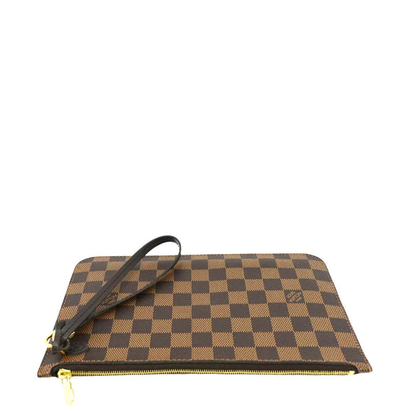 LOUIS VUITTON Neverfull Damier Ebene Pochette Wristlet Pouch Brown