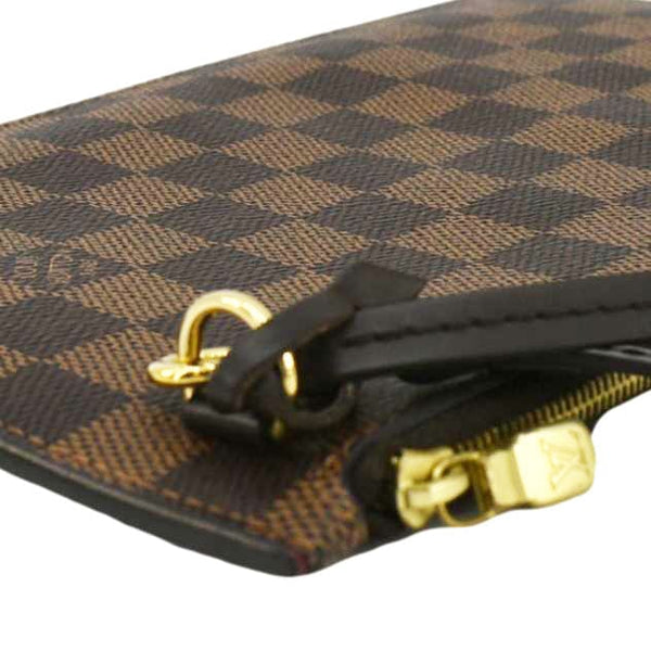 LOUIS VUITTON Neverfull Damier Ebene Pochette Wristlet Pouch Brown