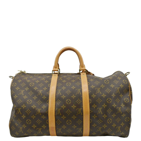 LOUIS VUITTON Keepall 50 Bandouliere Monogram Canvas Travel Bag Brown