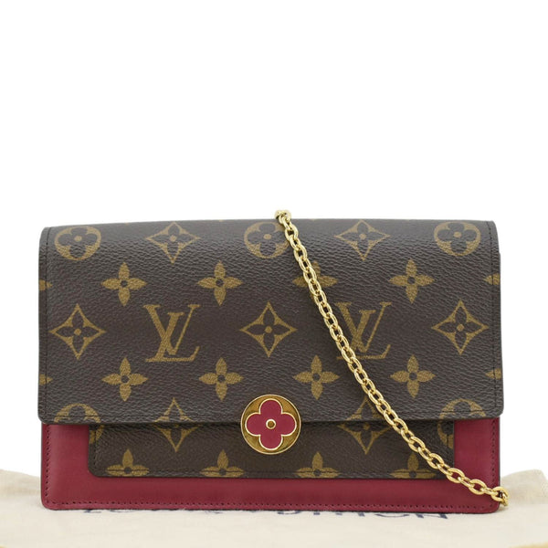 LOUIS VUITTON Flore Monogram Canvas Chain Wallet Fuchsia
