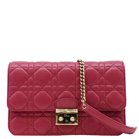 CHRISTIAN DIOR Miss Dior Promenade Cannage Quilted Leather Crossbody Bag Fuchsia