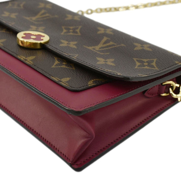 LOUIS VUITTON Flore Monogram Canvas Chain Wallet Fuchsia