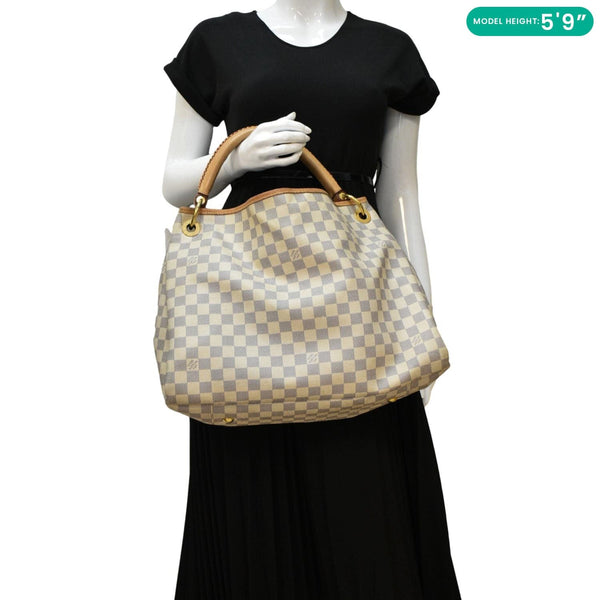 LOUIS VUITTON  Artsy MM Damier Azur Hobo Shoulder Bag White