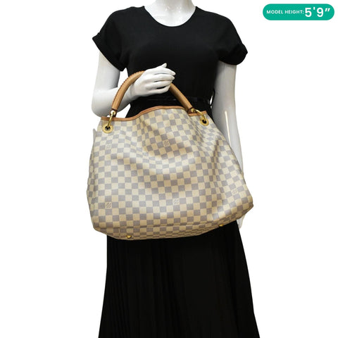 LOUIS VUITTON  Artsy MM Damier Azur Hobo Shoulder Bag White