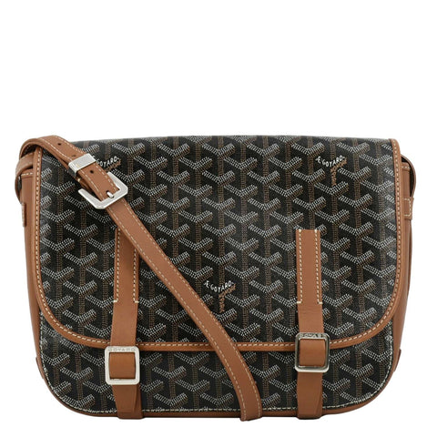 Goyard Belvedere MM Goyardine Canvas Crossbody Bag Tan