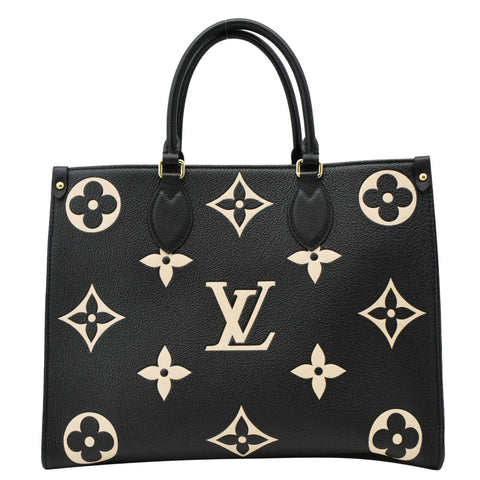 LOUIS VUITTON Onthego MM Giant Monogram Empreinte Leather Tote Bag Bicolor