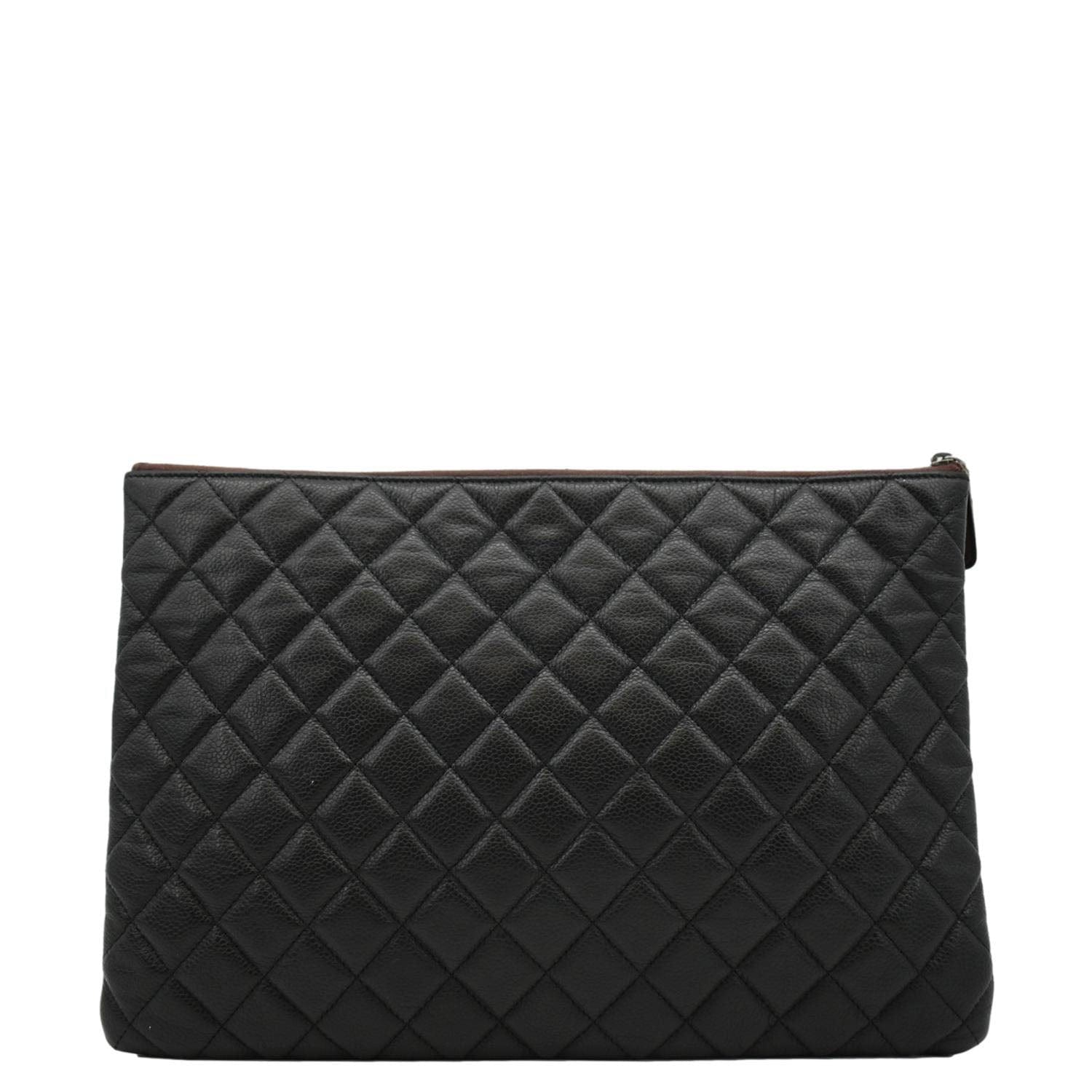 CHANEL Classic O-Case Caviar Leather Zip Pouch Black