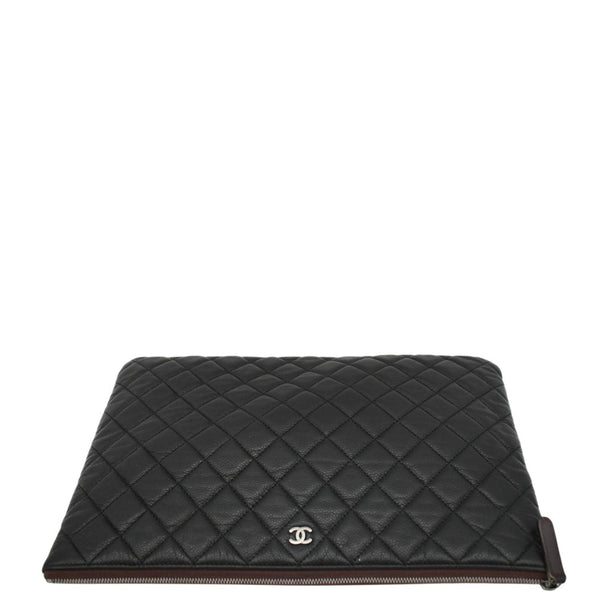 CHANEL Classic O-Case Caviar Leather Zip Pouch Black