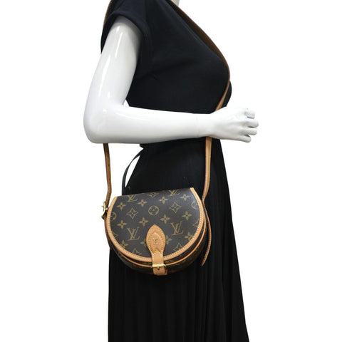 LOUIS VUITTON Tambourin Monogram Canvas Crossbody Bag Brown