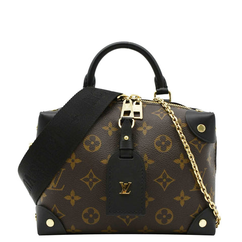 LOUIS VUITTON Petite Malle Souple Monogram Canvas Shoulder Bag Black
