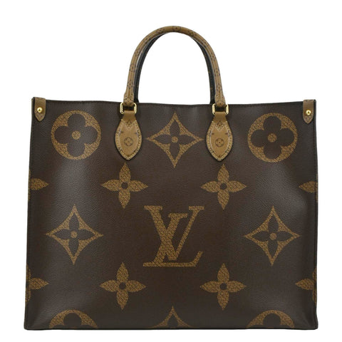 LOUIS VUITTON Onthego GM Giant Monogram Canvas Tote Shoulder Bag Brown