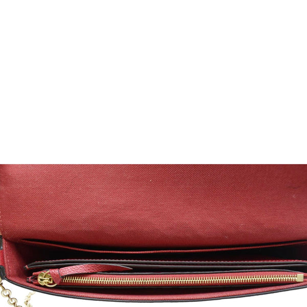 LOUIS VUITTON Felicie Monogram Empreinte Leather Pochette Crossbody Bag Red