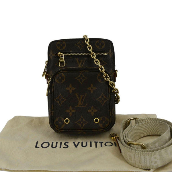 LOUIS VUITTON Utility Phone Sleeve Monogram Canvas Crossbody Bag Brown