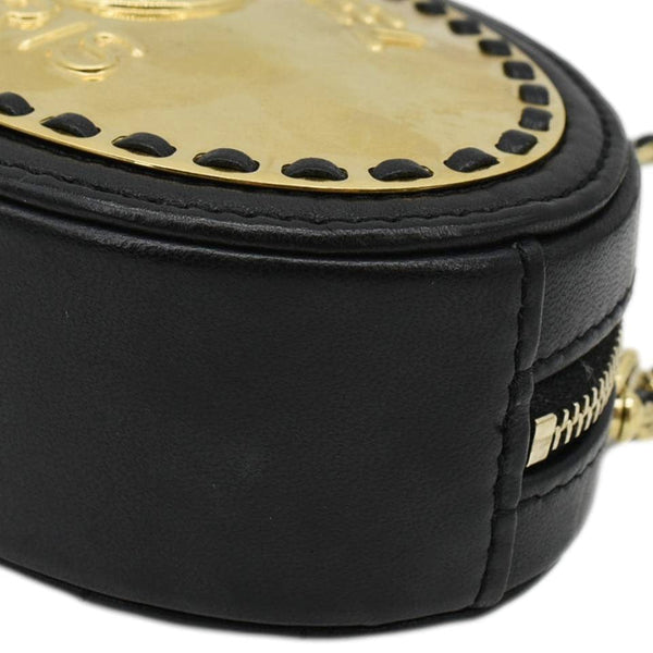CHANEL Oval CC Leather Vanity Chain Mini Crossbody Clutch Black