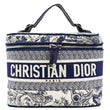 CHRISTIAN DIOR Travel Oblique Embroidery Canvas Vanity Case Blue