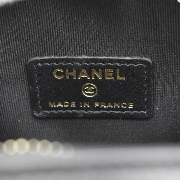 CHANEL Oval CC Leather Vanity Chain Mini Crossbody Clutch Black