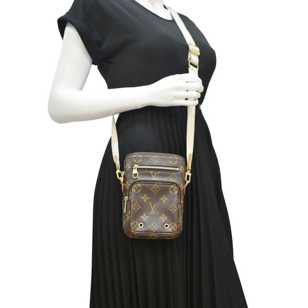 LOUIS VUITTON Utility Phone Sleeve Monogram Canvas Crossbody Bag Brown